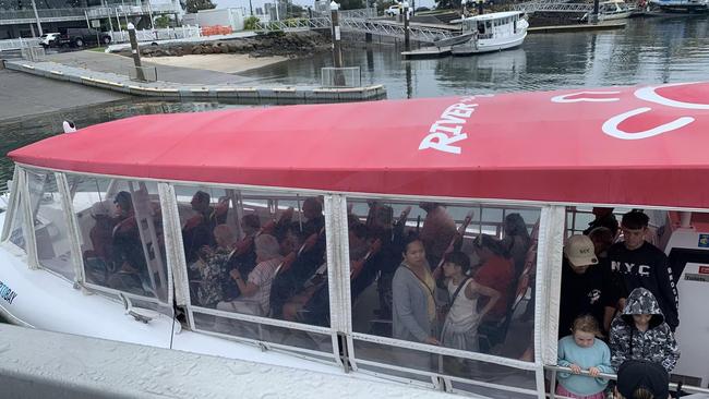 Hundreds took up the recent offer of a free fast shuttle ferry trip to Straddie to test the waters for the demand for the service, which runs from Hamilton in Brisbane and from the harbour at Manly. Pictures: Contributed