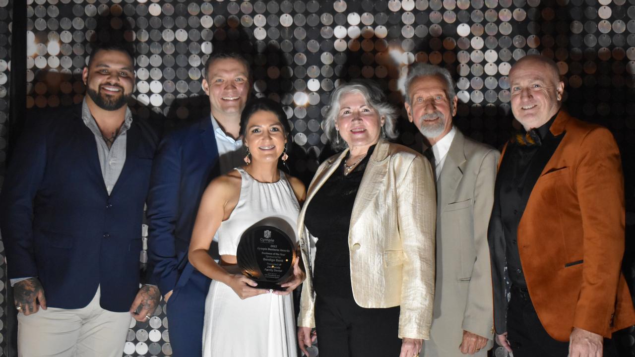 Business of the Year award winner 2022: Jacaranda Family Dental. Photo: Adam and Sam Bradshaw, Rae GatÃ¨, Murray Beuton, Sean Conelly and Rens Poals.