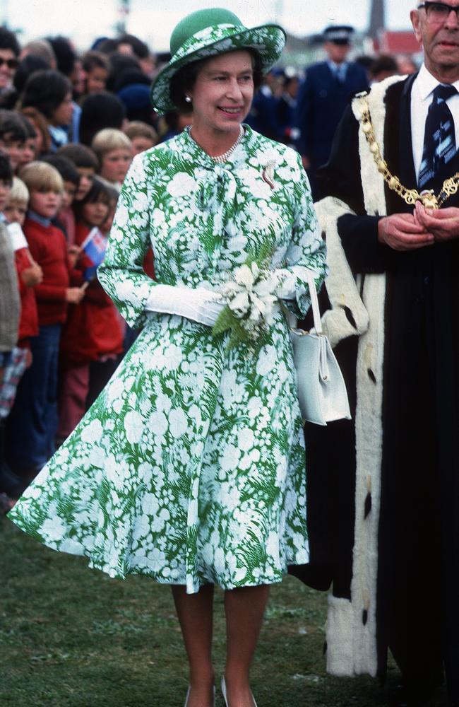 Queen Elizabeth II, pictured here in New Zealand, in 1977. Picture: Getty Images