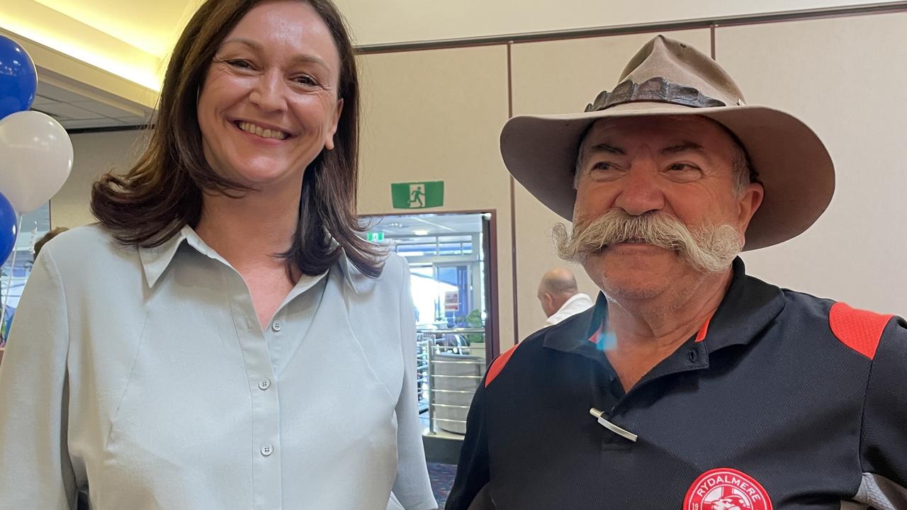 Parramatta Liberal candidate Maria Kovacic and Rydalmere FC president Peter Basha. Picture: Supplied