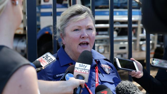 NSW Ambulance superintendent Stephanie Radnidge speaks with the media after the crash. Picture: Jonathan Ng