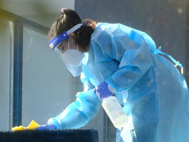 MELBOURNE, AUSTRALIA - NewsWire Photos MAY 30, 2021: Cleaning is in process at Arcare Maidstone aged care facility after a worker tested positive to coronavirus.Picture: NCA NewsWire / Luis Ascui