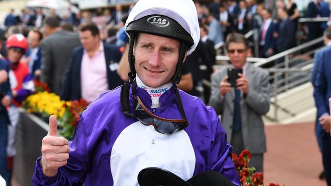 Brad Rawiller after riding a winner at Caulfield on Blue Sapphire Stakes Day last week.