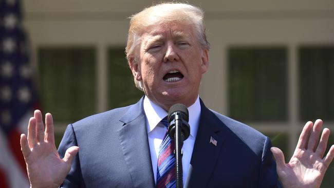 Donald Trump speaks in the Rose Garden of the White House. Picture: AP.
