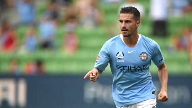 Jamie Maclaren hit the target twice. Picture: AAP