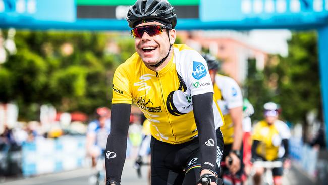 Cadel Evans Great Ocean Road Race, Geelong, Victoria - Cadel Evans finishes the Momentum Energy Peoples' Ride. Photo Stuart Walmsley