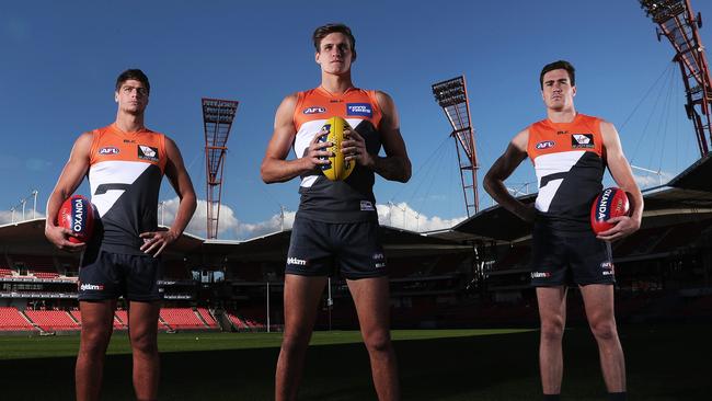 Giants spearheads Jonathon Patton (Vic), Rory Lobb (WA) and Jeremy Cameron (Vic) call western Sydney home after growing up interstate. Picture: Phil Hillyard