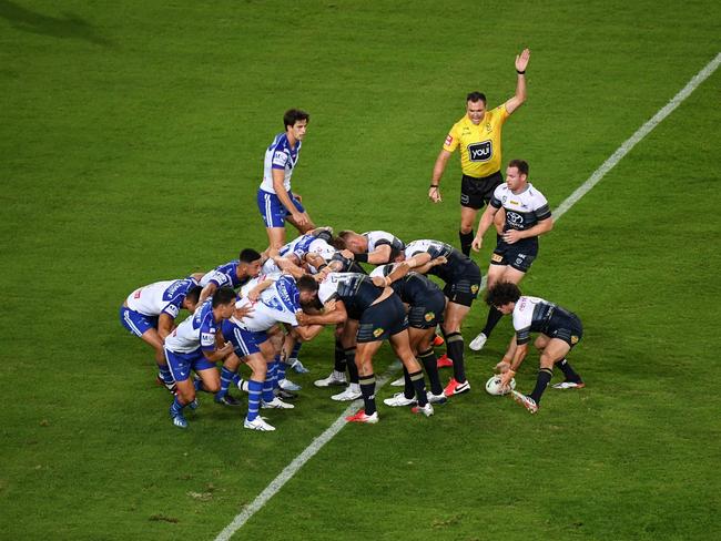 Scrums are in danger of becoming extinct. Picture: Grant Trouville NRL Photos