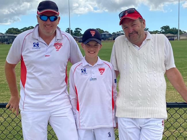 Lucas Brown with his dad Anthony and grandfather Kevin. Picture: Supplied