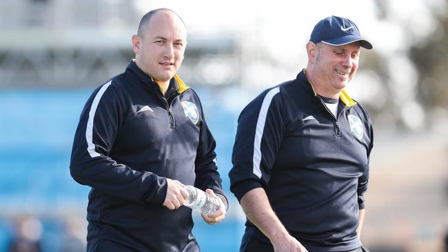 Dino Paris (left) stepped down as Western Strikers coach. Picture: Adam Butler.