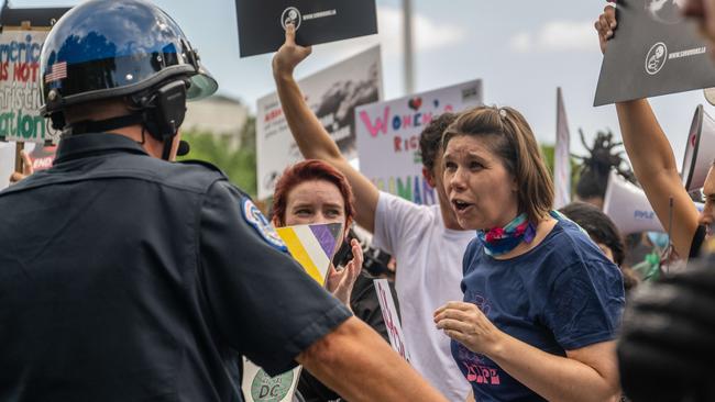 Demonstrators protest in front of the US Supreme Court. Picture: AFP