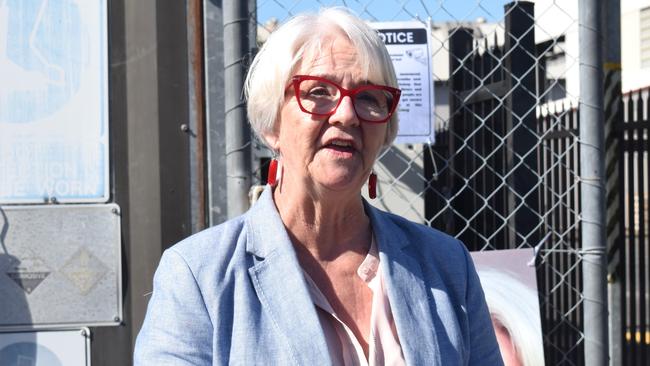 Independent candidate Margaret Strelow outside the Rockhampton Railyards on Wednesday. Picture: Aden Stokes