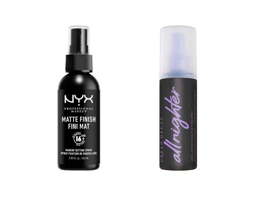 The NYX Professional Makeup Setting Spray versus the Urban Decay All Nighter Waterproof Spray.