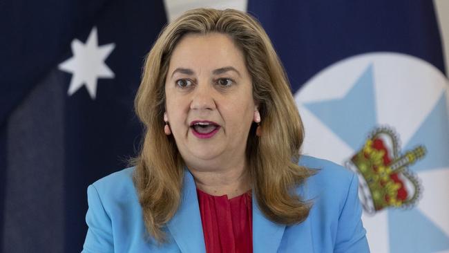 Premier Annastacia Palaszczuk at a media conference in Brisbane after the release of the Coaldrake report. Picture: NewsWire / Sarah Marshall