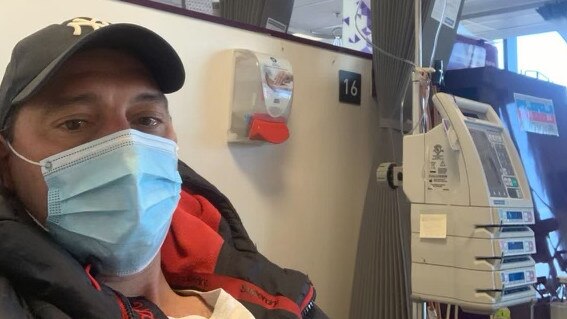 Paul Dimattina undergoing chemotherapy as he battles a neurological disease.