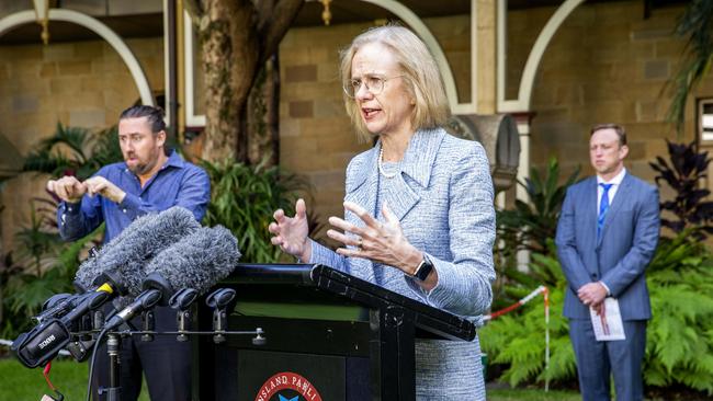 Chief Health Officer of Queensland Dr Jeannette Young speaks to the media about easing of coronavirus restrictions, Friday, May 8, 2020 - Picture: Richard Walker