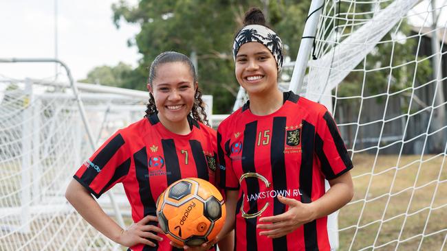 Sisters Ciara and Mary Fowler come from a family of five siblings who all want to play professional football. Picture: AAP