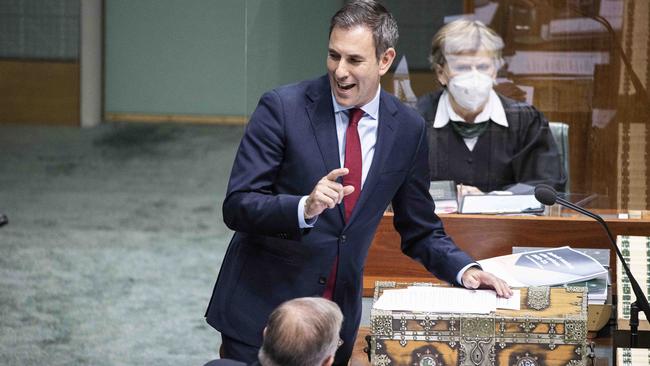 Treasurer Jim Chalmers makes his point in federal Parliament. Picture: Gary Ramage