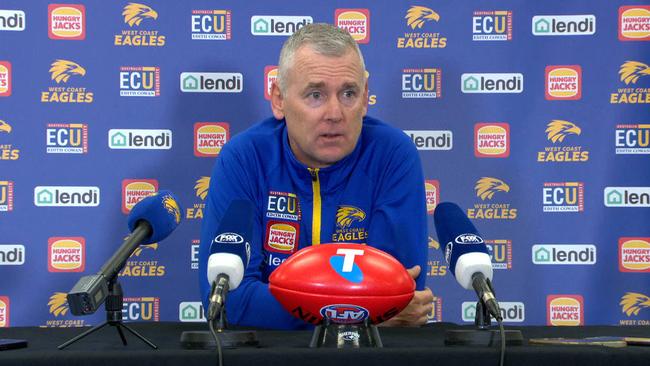 Adam Simpson addresses the media.