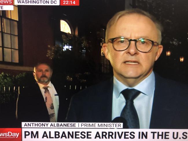 Anthony Albanese in Washington DC. Picture: Sky News