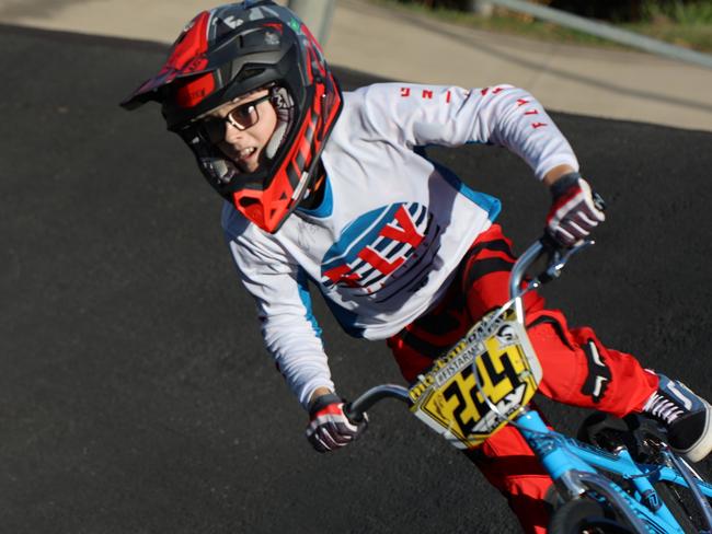 Nate Bonehill, 9, of Slade Point can’t get enough of BMX riding after joining earlier this year. Picture: JDT Photography