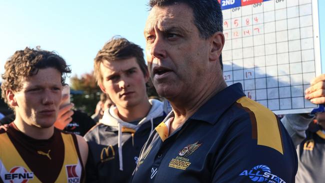 Boronia coach Matt Clark calls the shots on Saturday. Picture: Davis Harrigan