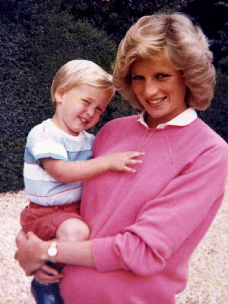 Diana, Princess of Wales holding Prince William while pregnant with Harry. Picture: AFP/Kensington Palace