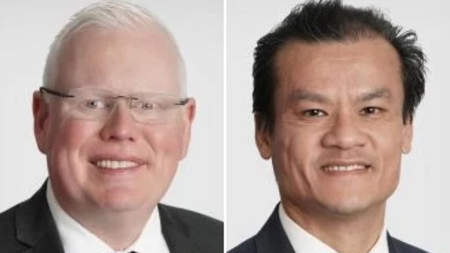 Kiama MP Gareth Ward (left) put the questions to Corrections Minister Anoulack Chanthivong (right). Pictures: Supplied