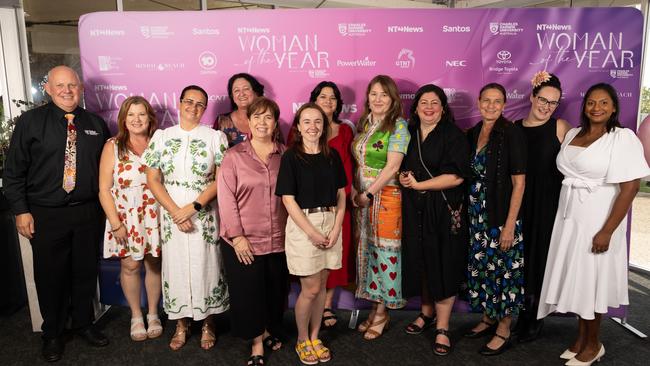 CDU Vice-Chancellor Scott Bowman (far left) and (second from left) Carla Eisemberg (winner of the STEM) award at the NT News Woman of the Year Award 2025. Picture: Georgia Politis