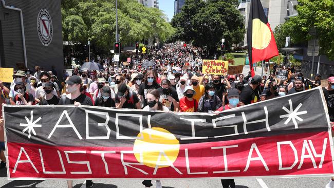 An Invasion Day Rally in Brisbane. Picture: Liam Kidston