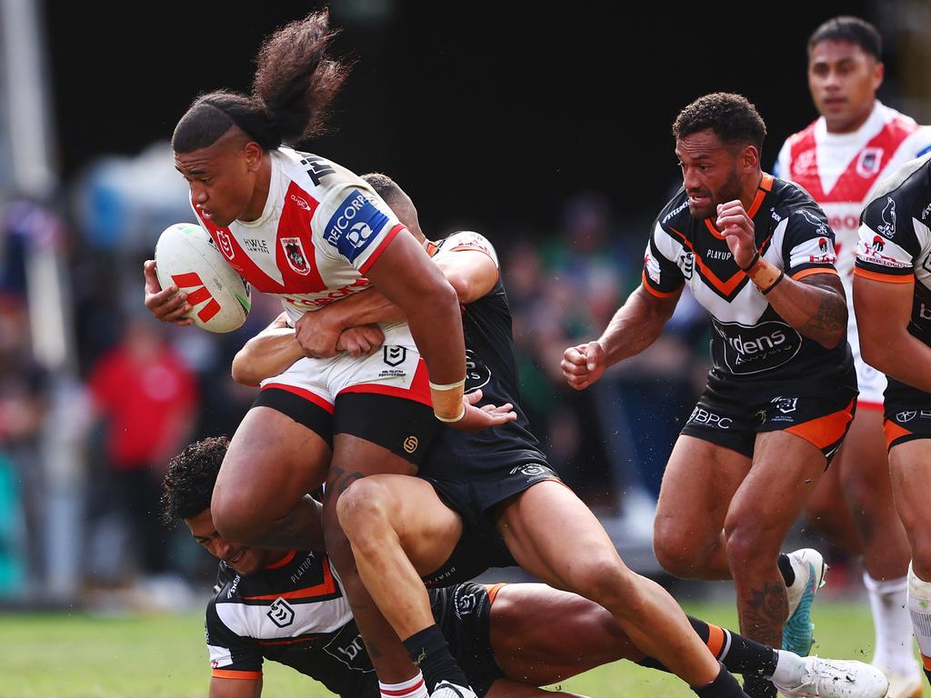 Could Dragons centre Moses Suli make a shock return to the Wests Tigers once his current deal finishes up at the end of next season? (Photo by Chris Hyde/Getty Images)