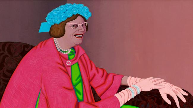 John Brack’s Barry Humphries in The Character of Mrs Everage, 1969. Oil on canvas, 94.5 x 128.2 cm. C/o Art Gallery of New South Wales