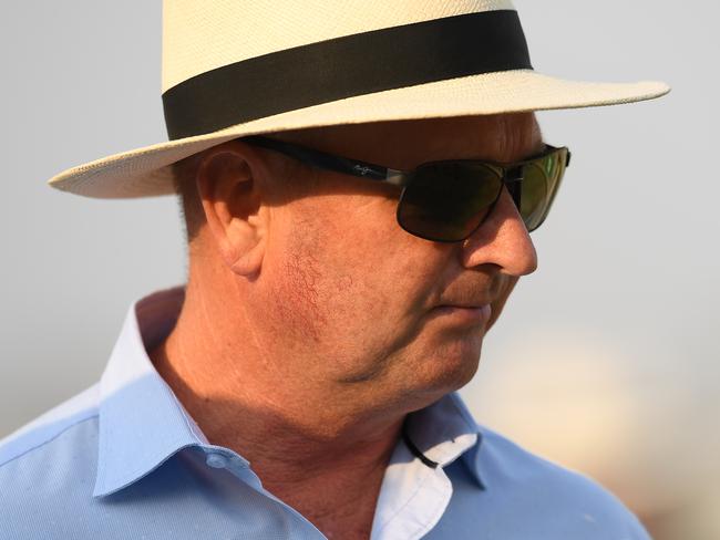 Trainer Toby Edmonds is seen during Metro Raceday at Doomben Racecourse in Brisbane, Saturday, November 9, 2019. (AAP Image/Albert Perez) NO ARCHIVING, EDITORIAL USE ONLY