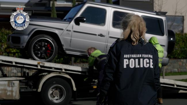 Police seize a vehicle as part of the investigation into Karan Talwar. Picture: Australian Federal Police