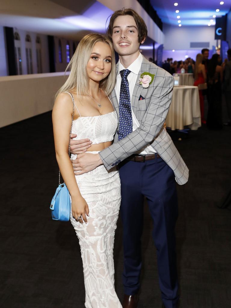 Ella Ross and Christian Pedrina pictured at the 2021 Nudgee College year 12 formal, Royal International Convention Centre Brisbane 19th of September 2021. (Image/Josh Woning)