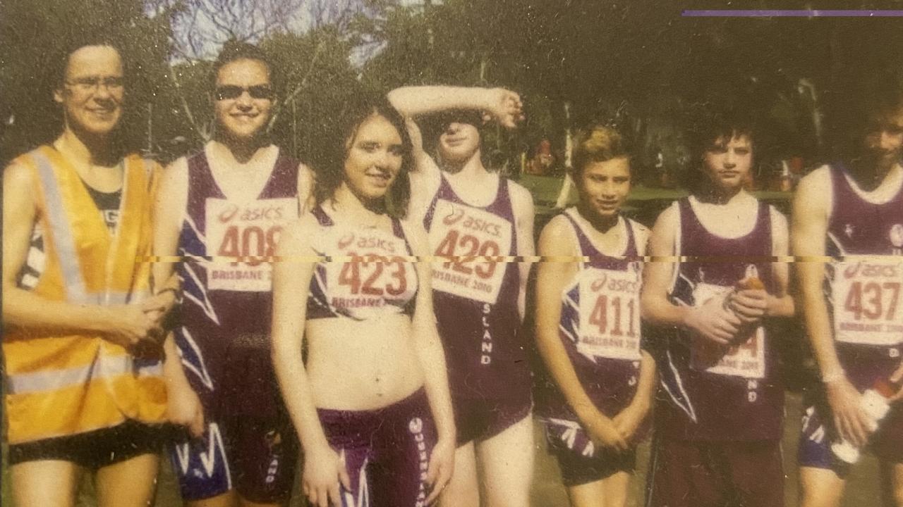 Blake, second from left, with other young athletes.