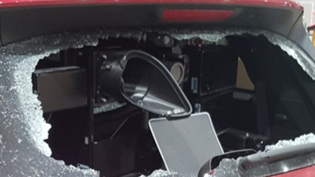 A mobile speed camera that was attacked in Point Lonsdale in June. Picture: Victoria Police