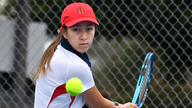 Tennis action with Sarah Bigg (MVP) of St Hildas Saturday August 6, 2022. Picture, John Gass