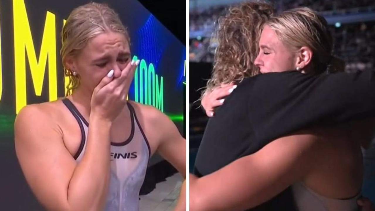 Shayna Jack broke down after achieving a lifelong dream. Photos: Channel 9.