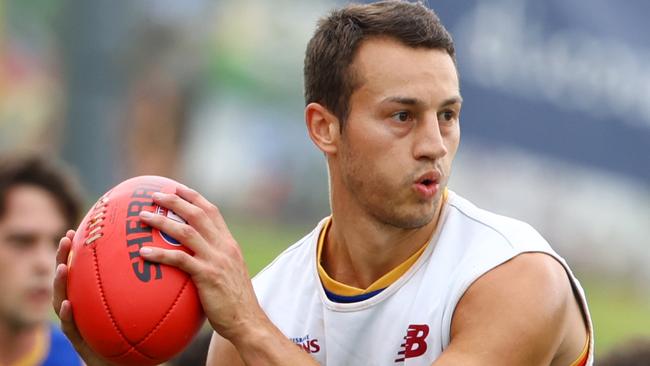 New recruit Tom Doedee at Lions training at Brighton Home Arena on Sunday. Picture Lachie Millard