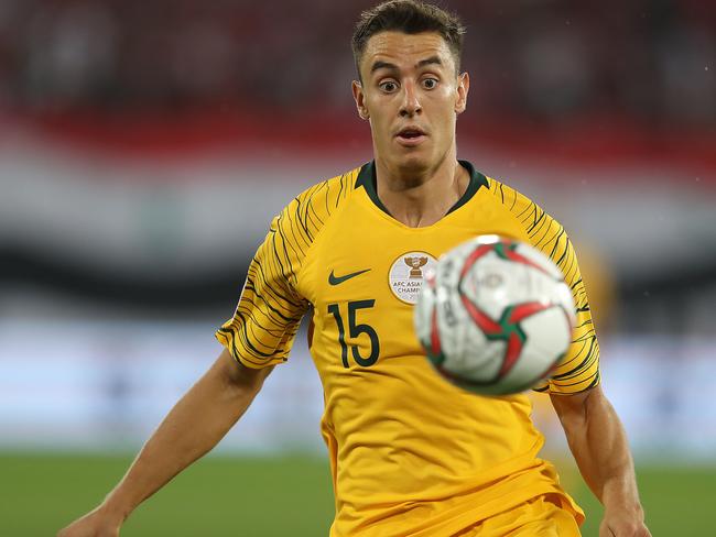 AL AIN, UNITED ARAB EMIRATES - JANUARY 15:  Chris Ikonomidis of Australia during the AFC Asian Cup Group B match between Australia and Syria at Khalifa Bin Zayed Stadium on January 15, 2019 in Al Ain, United Arab Emirates. (Photo by Francois Nel/Getty Images)