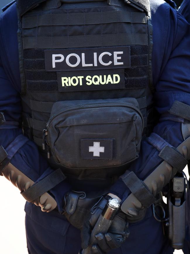 The riot squad officers are supremely fit. Picture: Sam Ruttyn