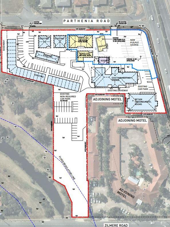 A putt-putt course and indoor golf driving simulator is proposed for a section of this block of land at Boondall. Image: Brisbane City Council pdonline