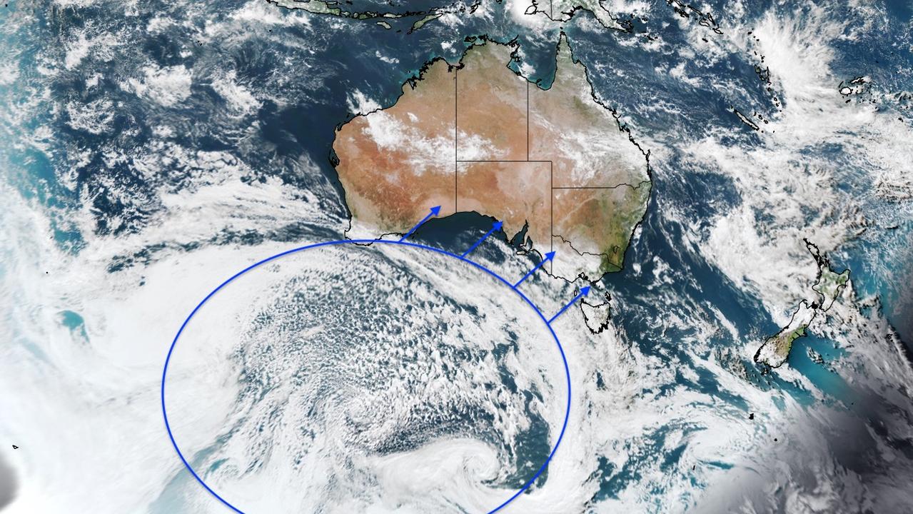 This blast of cold air has moved over southern Australia. Picture: Twitter/@weatherzone