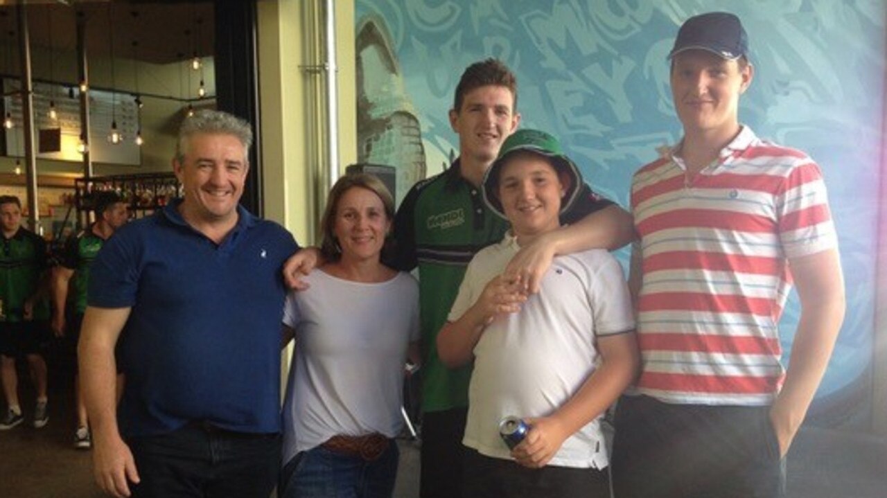 Ben Condon with parents Rory and Kylie and brothers Bob and Ted.