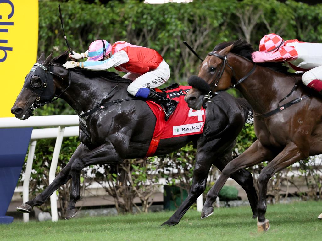 Harmony N Blessed scores a slender win. Picture: HKJC
