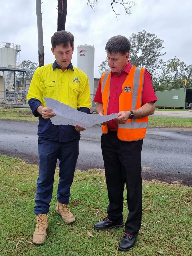 Fraser Coast Mayor George Seymour and Maryborough MP Bruce Saunders at the Tedding Weir Water Treatment Plant.