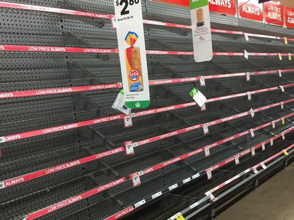 Supermarket shelves were stripped ahead of Cyclone Debbie in Townsville. Image via Facebook: Scott Radford-Chisholm
