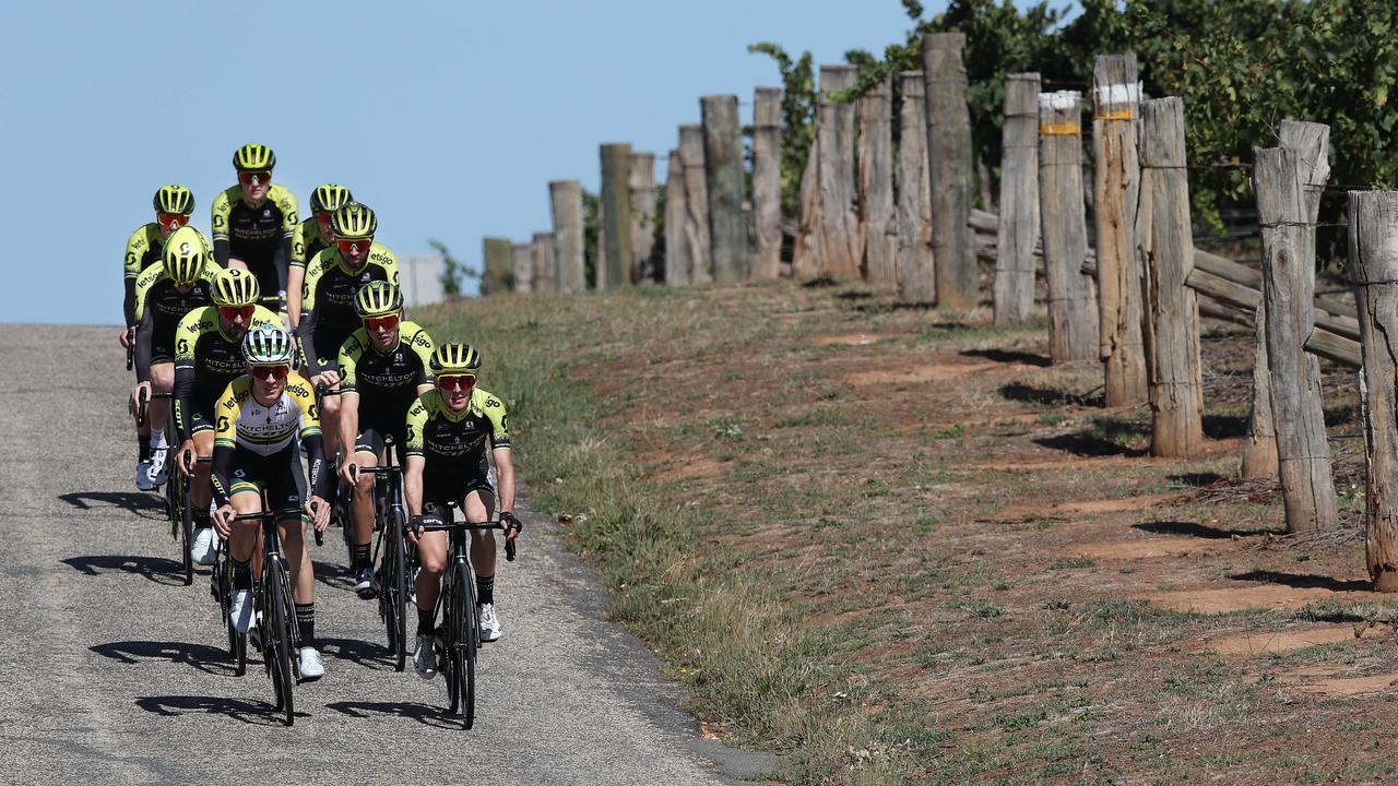 Mitchelton-Scott cycling team on a training ride from the Mitchelton winery in Nagambie. Picture: Michael Klein