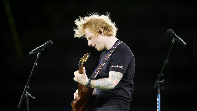 Ed Sheeran pictured at Friday night’s concert at Suncorp Stadium. (Image/Josh Woning)